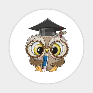 Cute owl scientist in a professor's hat and pencil Magnet